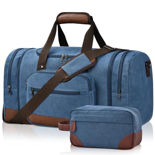 50L Canvas Duffle Bag for Travel Weekender Gym Overnight Carry
