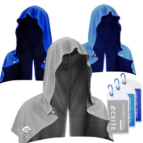 3 Pack Cooling Hoodie Towels for Neck and Face (3 Count)