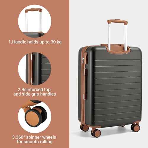 Checked Suitcase 24in Expandable ABS+PC Side Handle luggage Grey