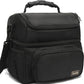 Double Layer Cooler Insulated Lunch Bag Adult Lunch Box Large Tote Bag for Men (Black)