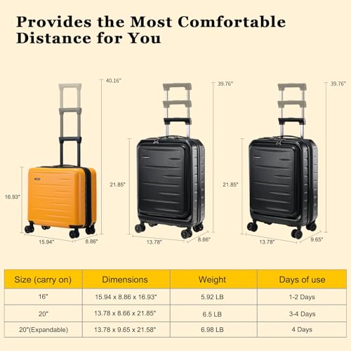 Expandable 16 Inch Carry On Luggage Airline Approved Small Suitcase
