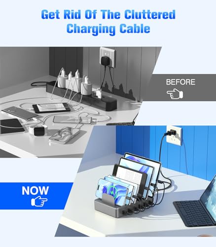 50W 6 USB Port Charging Station for Multiple Devices