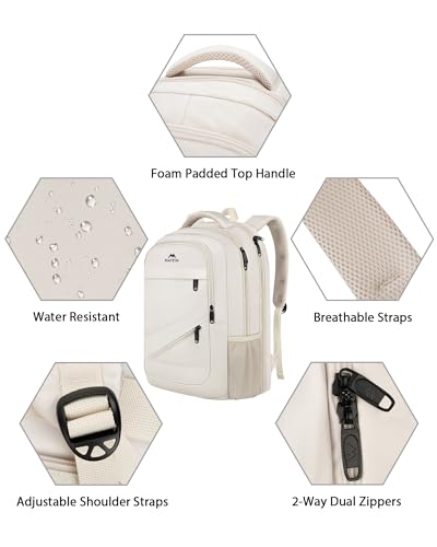 Beige Laptop Backpack for Women