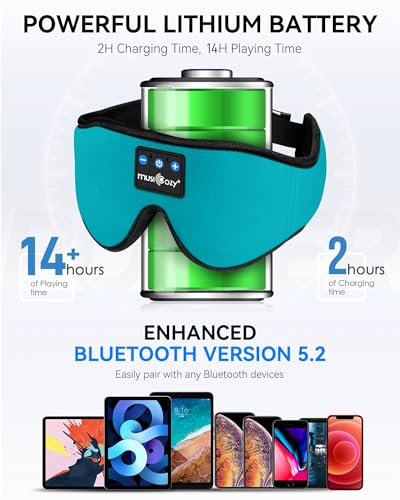 3D Sleep Headphones Bluetooth 5.4 Sleep Mask with HD Speakers
