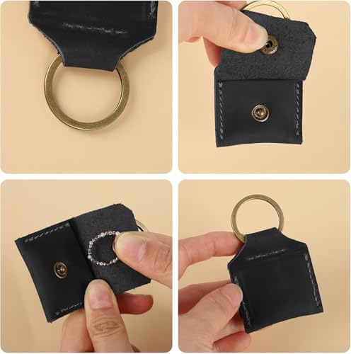 Genuine Leather SD Card Holder Keychain