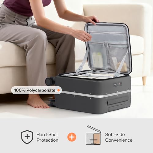 17x14x9 Carry On Luggage Underseat PC Hard Shell Suitcase Top Opening Aluminum Frame Travel Suitcases with Wheels
