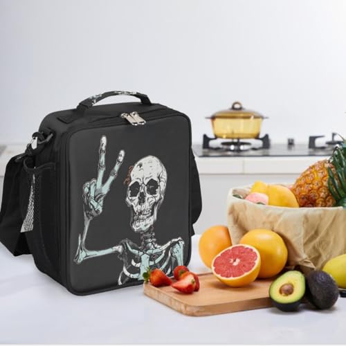 Suger Skull Halloween Kids Lunch Box for Girls Boys Reusable Insulated Lunch Bag for Kids Toddler Thermal Cooler Spacious Lunchbox with Shoulder Strap Lunchbag for School Work Picnic (print 17)