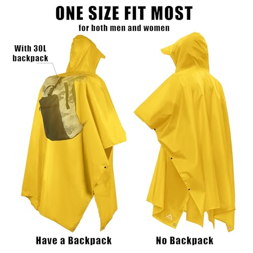 Hooded Rain Poncho Lightweight Waterproof Unisex Raincoat Jacket with Pocket for Men Women Adult