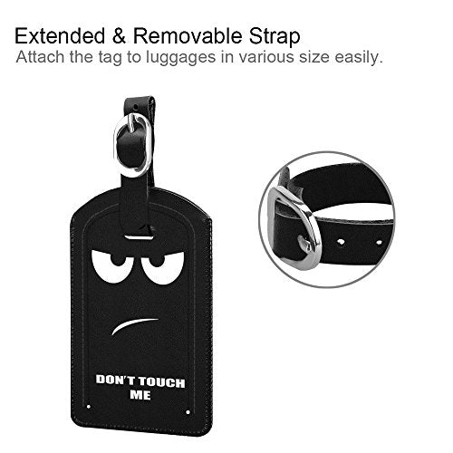 2 Pack Luggage Tags Leather Name ID Labels with Privacy Cover (2 Count)