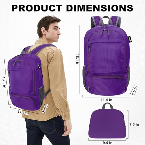 20L Lightweight Packable Hiking Daypack Foldable Backpack for Men Women Small Travel Outdoor Foldable Shoulder Bag