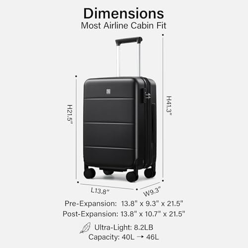 Carry On Luggage 22x14x9 Airline Approved Hardside 20 Inch Suitcase