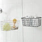 2 Set Hanging Wall Basket Organizer Over the Cabinet Door Wire Baskets for Organizing -No Drilling Adhesive Wall Storage Basket, Space-Saving Hanging Baskets for Organizing Wall Mount Storage,Black