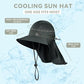 Cooling Sun Hat for Men Women UPF50+ Wide Brim Fishing Hat with Neck Flap Adjustable Foldable Bucket Hat for Hiking Black