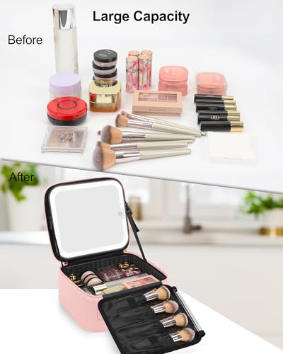 Travel Makeup Bag with LED Mirror