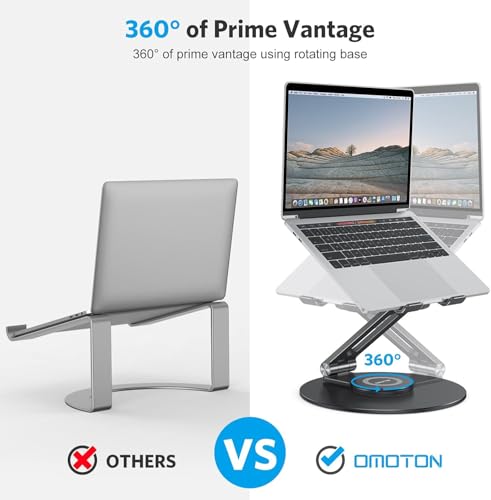 Adjustable Laptop Stand for Desk 360° Rotating Base up to 17" Black