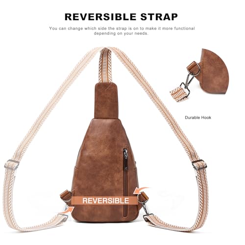 7L Crossboydy Sling Bag for Women Vegan Leather Crossbody Purse Fanny Pack Chest Bag for Travel