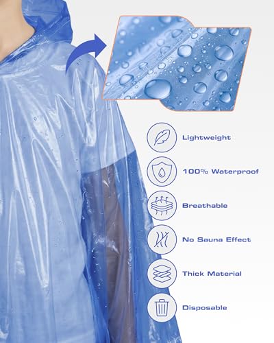 Disposable Rain Ponchos for Adults (5 Count)