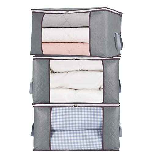 3Pcs Zippered Storage Bag for Closet King Comforter (3 Count)