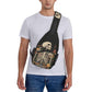 Sling Bag Skeleton Flower Skull Vintage Hiking Daypack Crossbody Shoulder Backpack Travel Chest Pack for Men Women