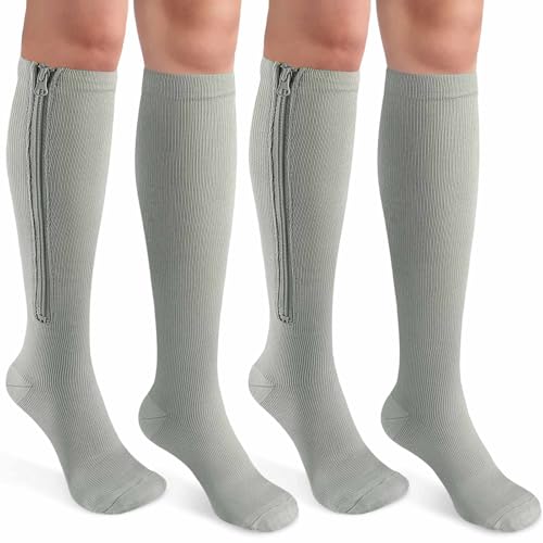 2 Pairs Zipper Compression Socks for Women & Men
