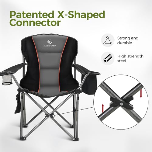 Oversized Fully Padded Camping Chairs with Lumbar Support