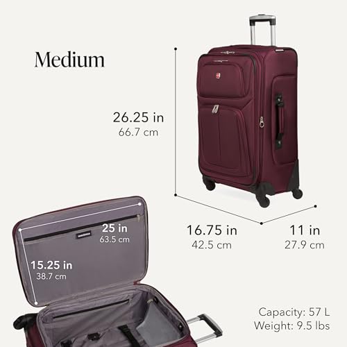 Sion Softside Expandable Spinner Luggage Durable Lightweight Travel Suitcase (3 Count)