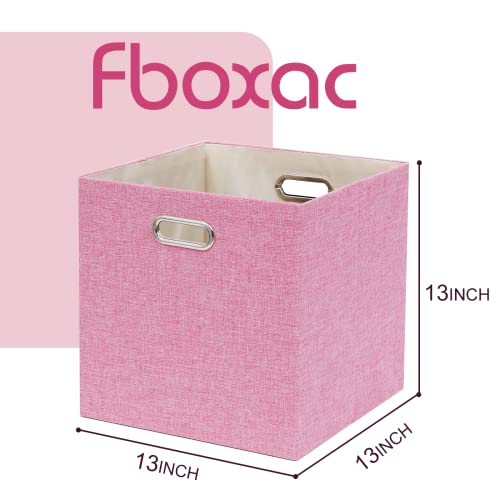 13x13x13 Inch Foldable Cube Storage Bins with Metal Handles (4 Count)