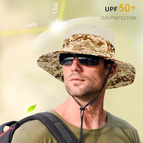 Sun Hats for Men Women UPF 50+ Breathable Wide Brim Summer Fishing