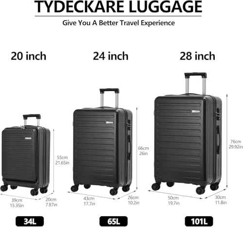 3Pcs (20/24/28) Luggage Set, Lightweight HardShell Suitcase with Wheels (3 Count)