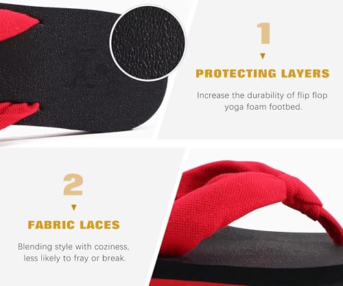 Flip Flops for Women Arch Support Summer Beach Sandals Red Size 9.5