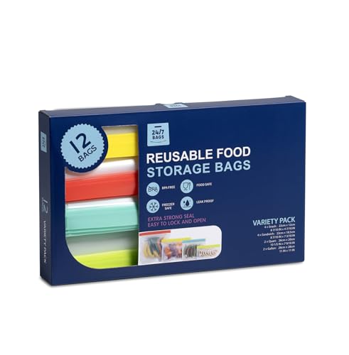 12 Pack Variety Reusable Food Storage Bags (12 Count)