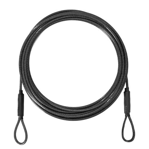 3.3mm (1/8 Inch) Outdoor Travel Security Cable-3/4/6/10/15/20/30ft Luggage Lock Safety Wire Flexible Steel Wire Rope with Double Loop Safety for Luggage, Bike, Lock (Black, 20ft-(1Pack)