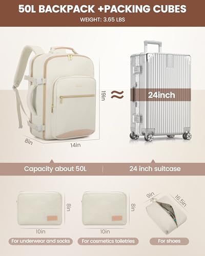50L Travel Backpack Flight Approved Carry on Backpack
