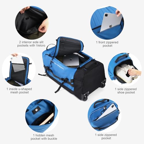 86L Collapsible Wheeled Duffle Bag Waterproof