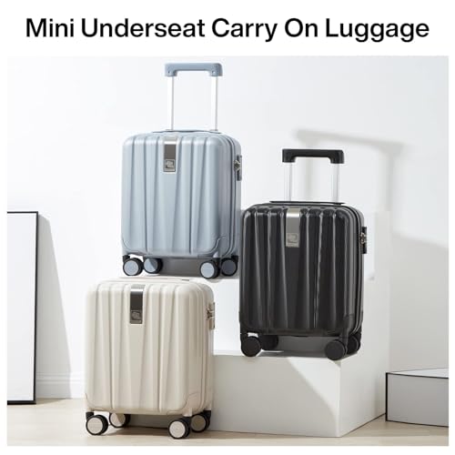 14 Inch Underseat Carry On Luggage with Wheels Hard Shell Suitcases Carry On Bag Lightweight Small Mini Suitcase Travel Luggage for Travel（Gray）