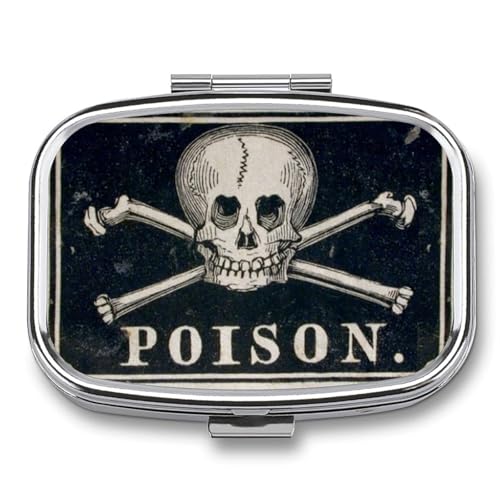 Metal 2 Compartment Pill Organizer Travel Friendly Portable Compact Pill Box Cute Pill Case to Hold Vitamins