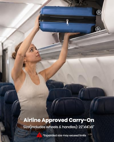 Carry On Luggage 22x14x9 Airline Approved with Spinner Wheels