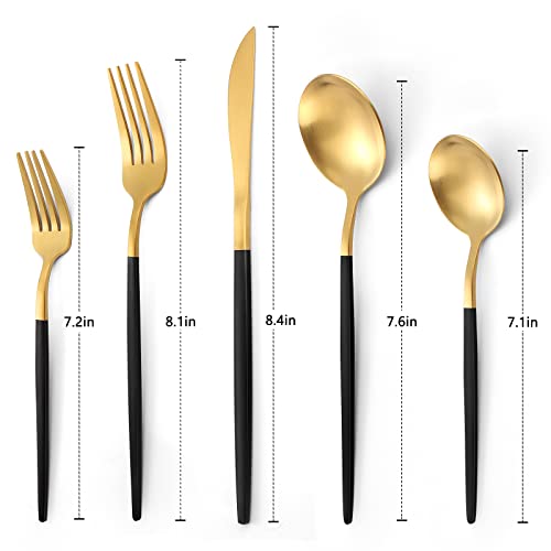 Matte Black Gold Silverware Set (4 Count)