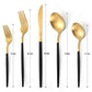 Matte Black Gold Silverware Set (4 Count)