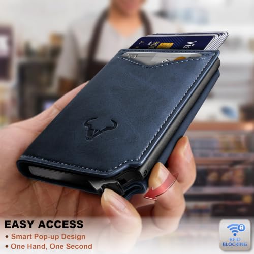 Men Slim Leather Wallet Metal Case Money Clip