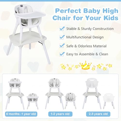 High Chair 5 in 1 Convertible Highchair for Babies & Toddlers