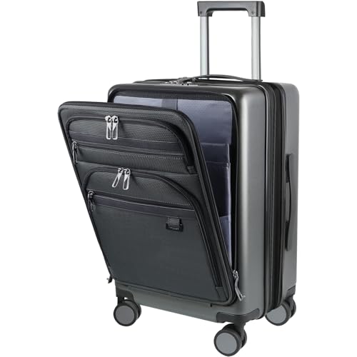 Hardside Expandable Carry On Luggage 22x14x9 Airline Approved With Front Business Pockets