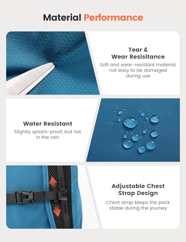 Hiking Backpack Ultralight Packable RFID Travel Daypack Small Nylon Stuff Pack 16L Outdoor Bag for Women Men