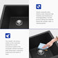 33 inch Quartz Matte Black Granite Composite Double Bowl Undermount Kitchen Sink Basin Deep 50