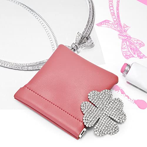 Pink PU Leather Jewelry Pouch Portable Travel Jewelry Storage Bag