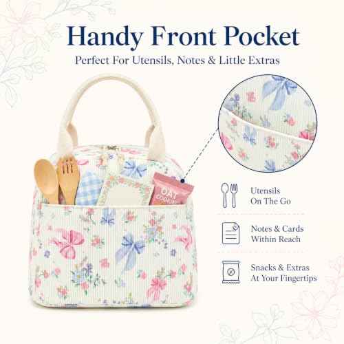 Lunch Bag for Women Men Cute Corduroy Lunch Tote Bags Reusable Insulated Lunch Box Large Capacity Reusable Insulated Cooler for Work Picnic or Travel
