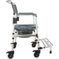 3-in-1 Aluminum Bedside Commode Toilet Shower Chair with Swivel Wheels 6.3 qt Bucket 4 Brake Casters Tool-Free Assembly Support Up to 300 lbs Height Adjustable Lightweight