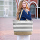 Beach Bag Initial Beach Tote with Makeup Bag for Travel