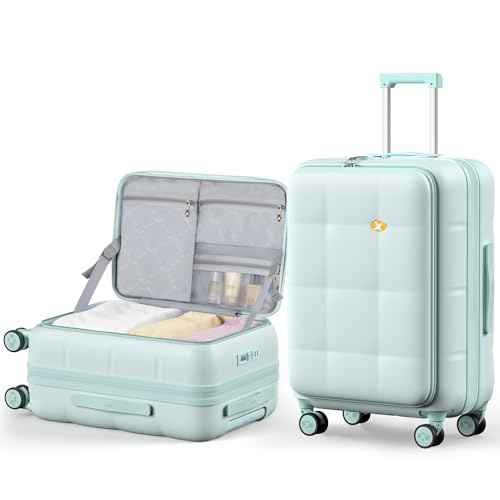 26 Inch Large Expandable Checked Luggage Hard Shell Suitcase Aquamarine