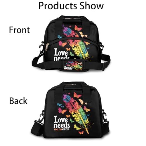 Autism Feather Insulated Lunch Bag for Women Girl Reusable Lunch Tote Box With Shoulder Strap Lightweight Thermal Cooler Meal Prep Bag for Work School Office Picnic (print 3)